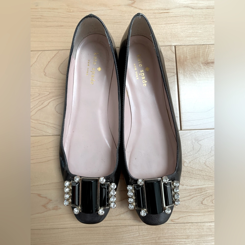 Kate Spade New York Patent Leather Crystal Embellishments Flats